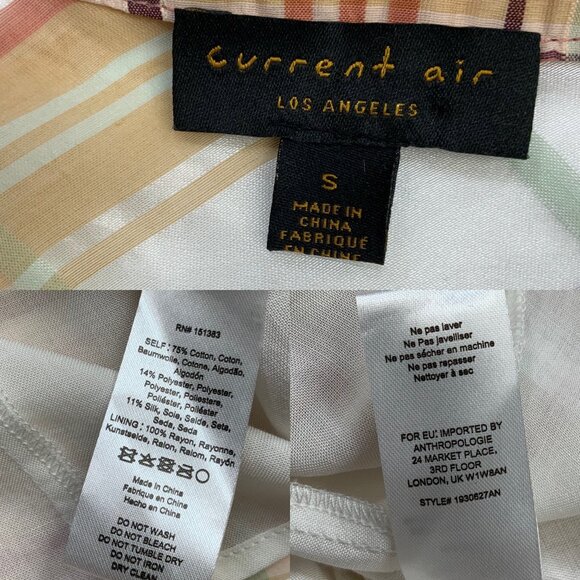 Anthropologie Currant Air Polly Peasant Blouse Top S Plaid Ruffles - Picture 7 of 12